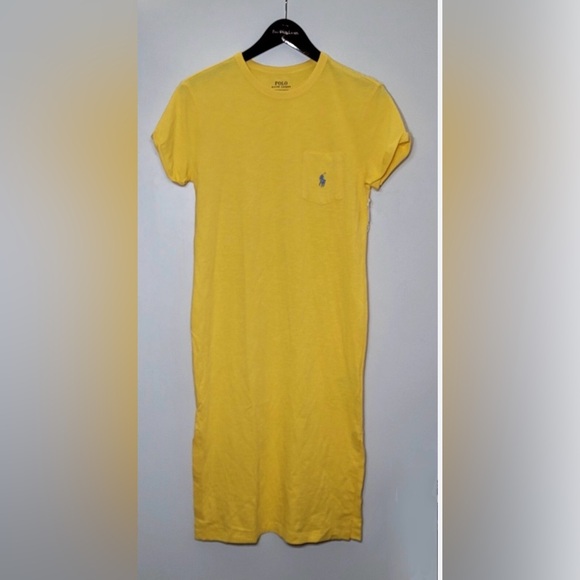 Polo Ralph Lauren Dresses & Skirts - Polo RALPH LAUREN Yellow T SHIRT Maxi DRESS Blue Pony Pocket